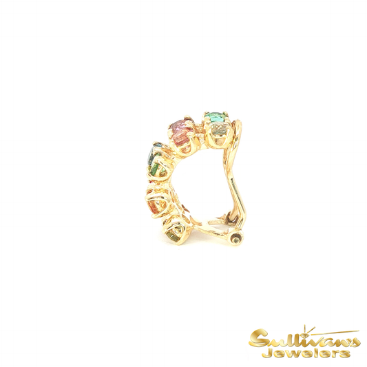 18K Yellow Gold Multistone Earring Cuff