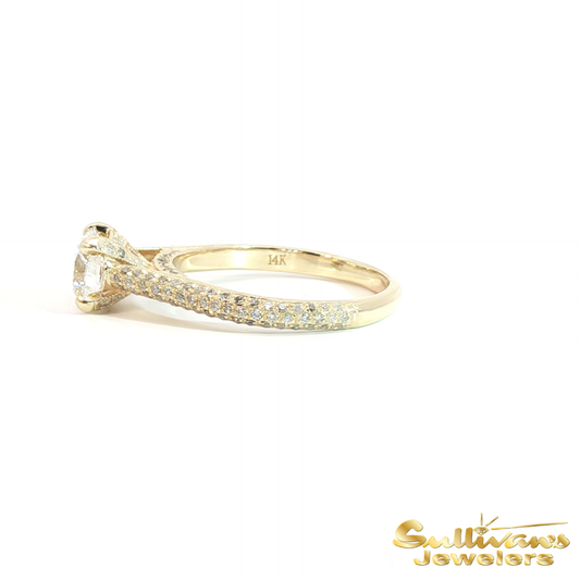 14K Yellow Gold Engagement Ring with Round Brilliant Diamond