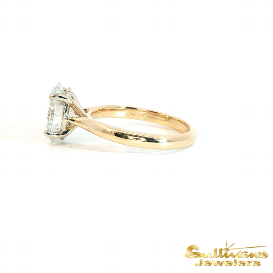 14K Yellow Gold Oval-Cut Diamond Solitaire Ring