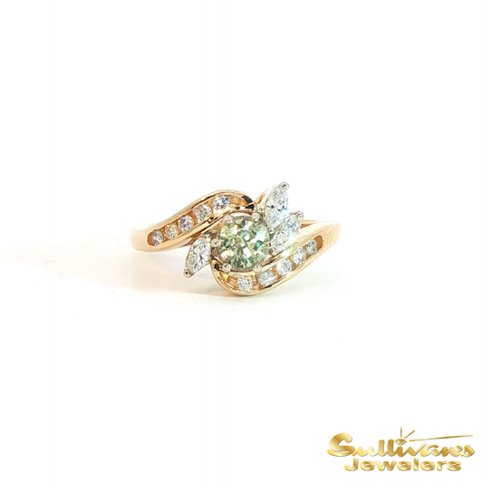 14K Yellow Gold Swirl Alexandrite Ring