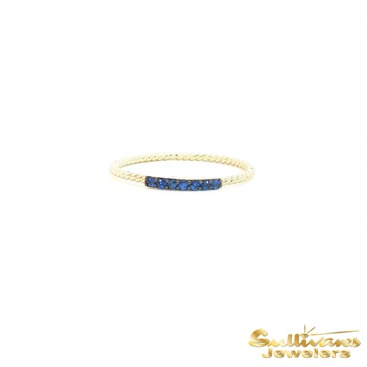 14K Yellow Gold Sapphire Beaded Stackable Ring