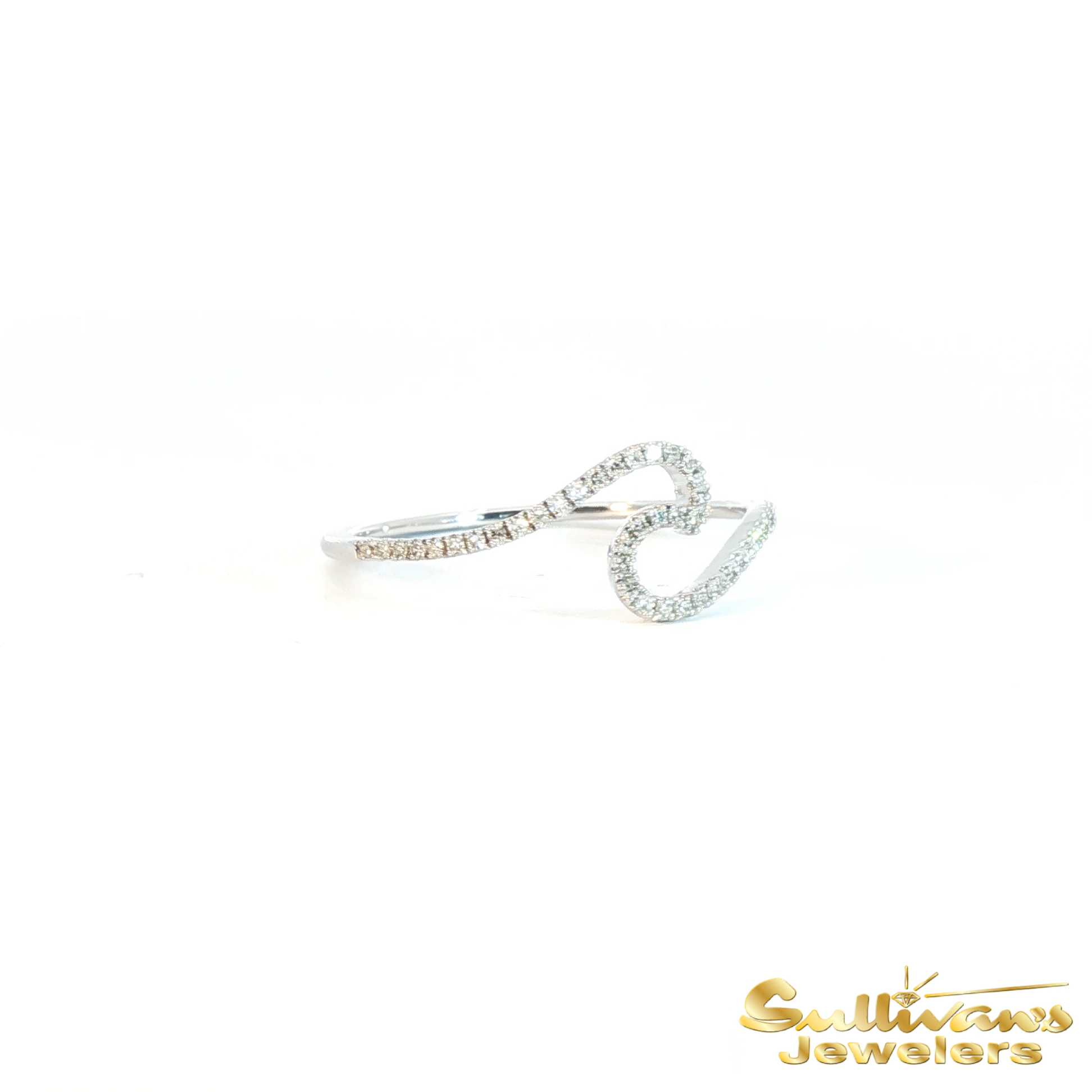 14K White Gold Diamond Wave Ring