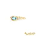 Load image into Gallery viewer, 14K Yellow Gold Blue Topaz Bead Ring
