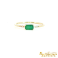 Load image into Gallery viewer, 14K Yellow Gold Emerald and Stackable Diamond Ring

