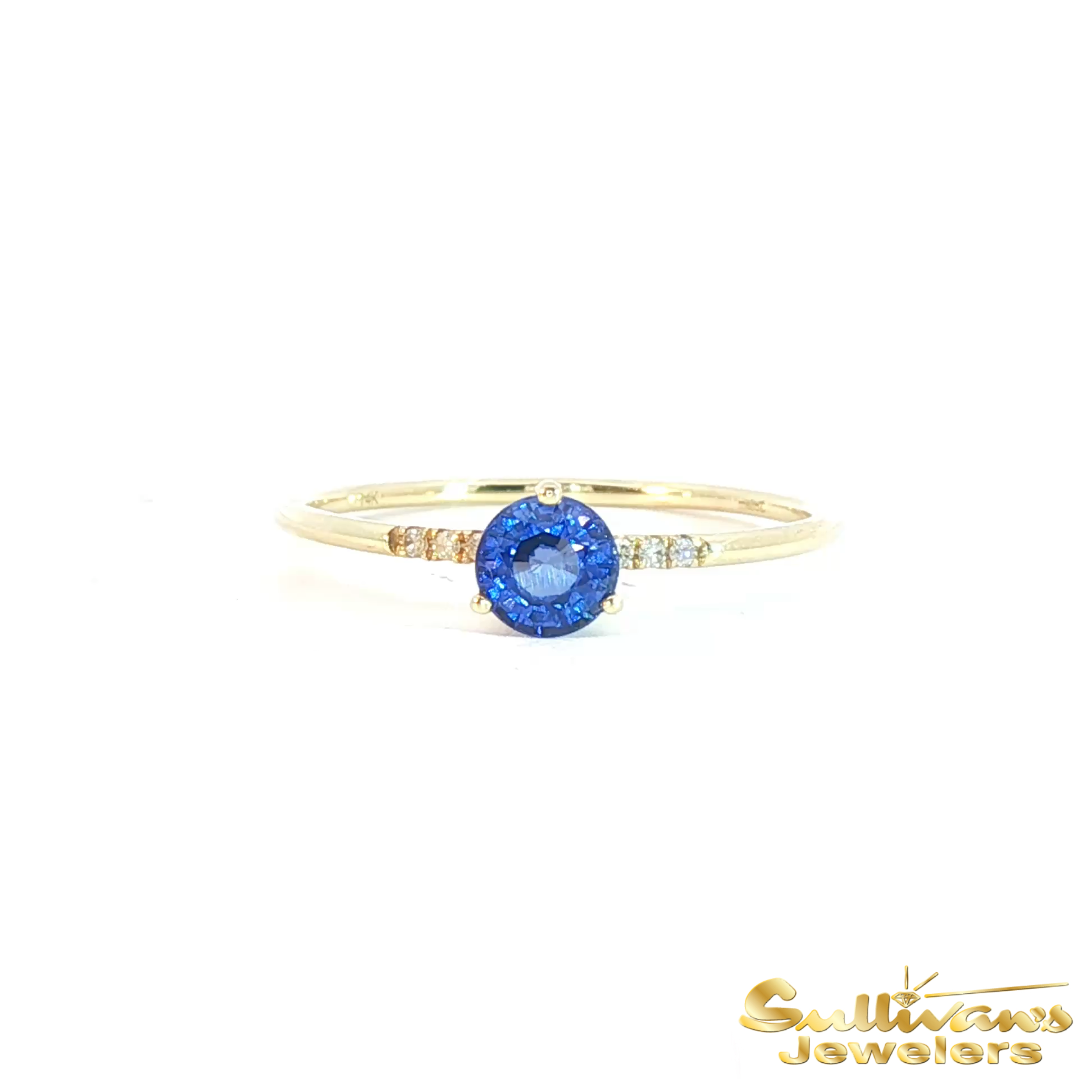 14K Yellow Gold Blue Sapphire Stackable Ring