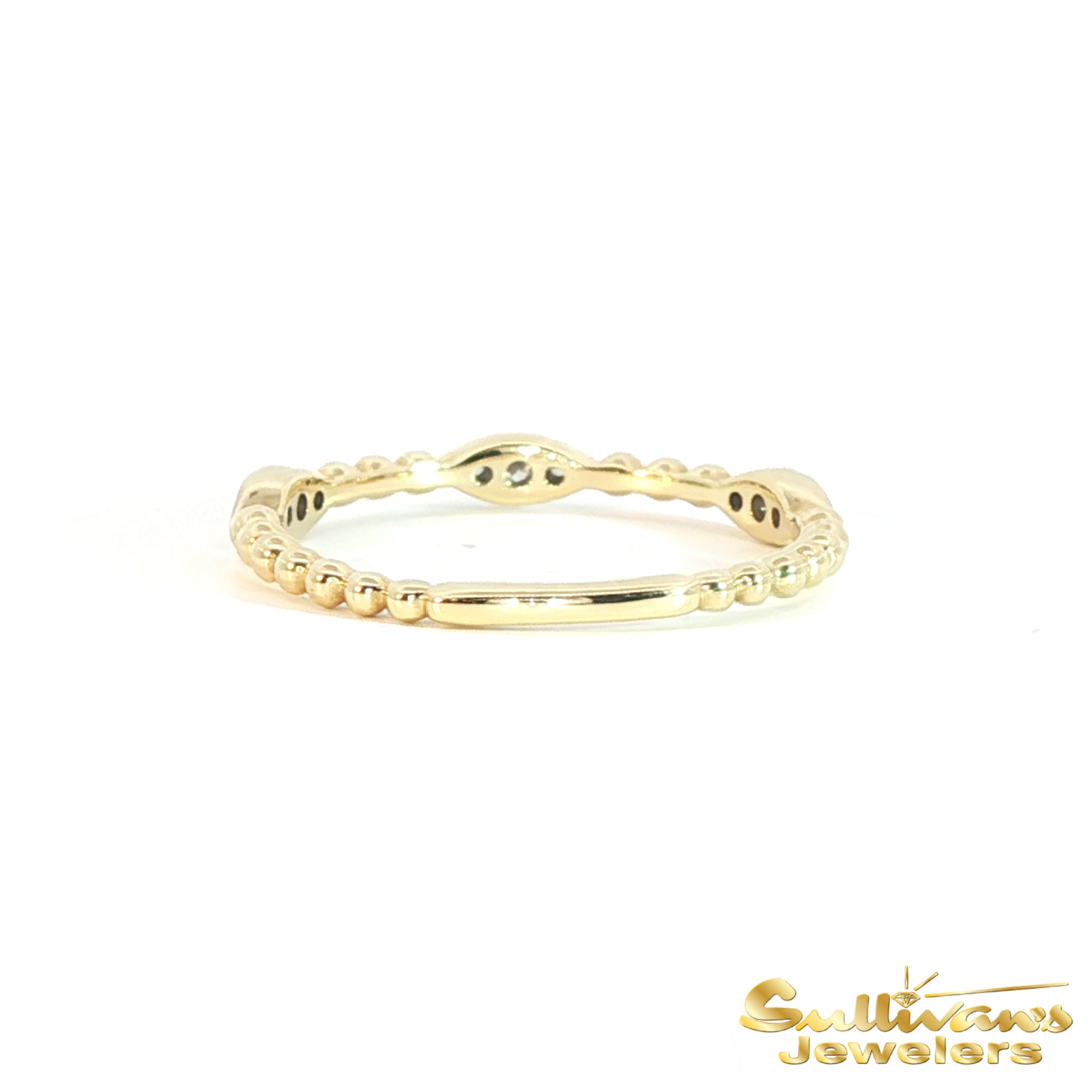 14K Two Tone Gold Marquise Diamond Beaded Ring