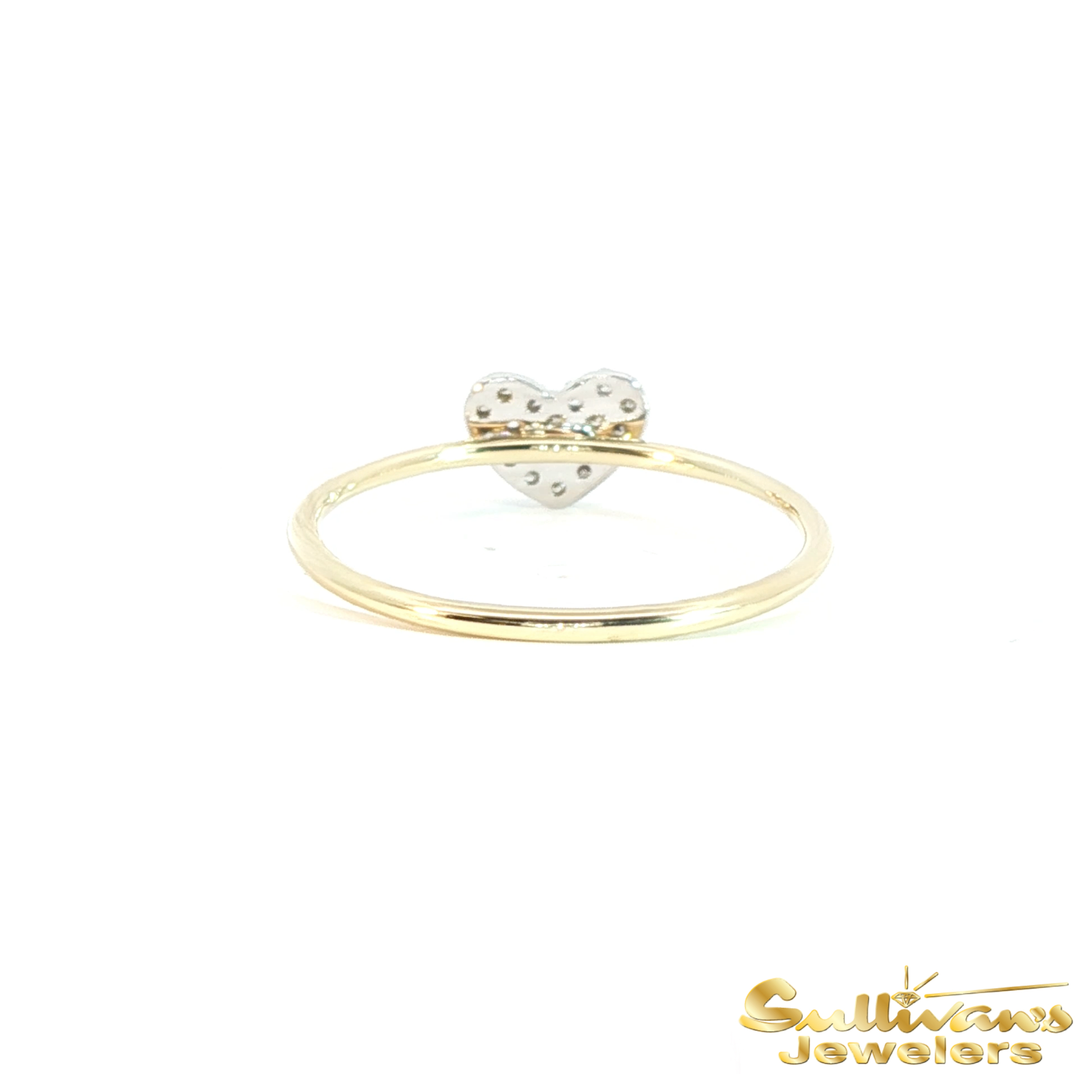 14K Two Tone Diamond Heart Stackable Ring