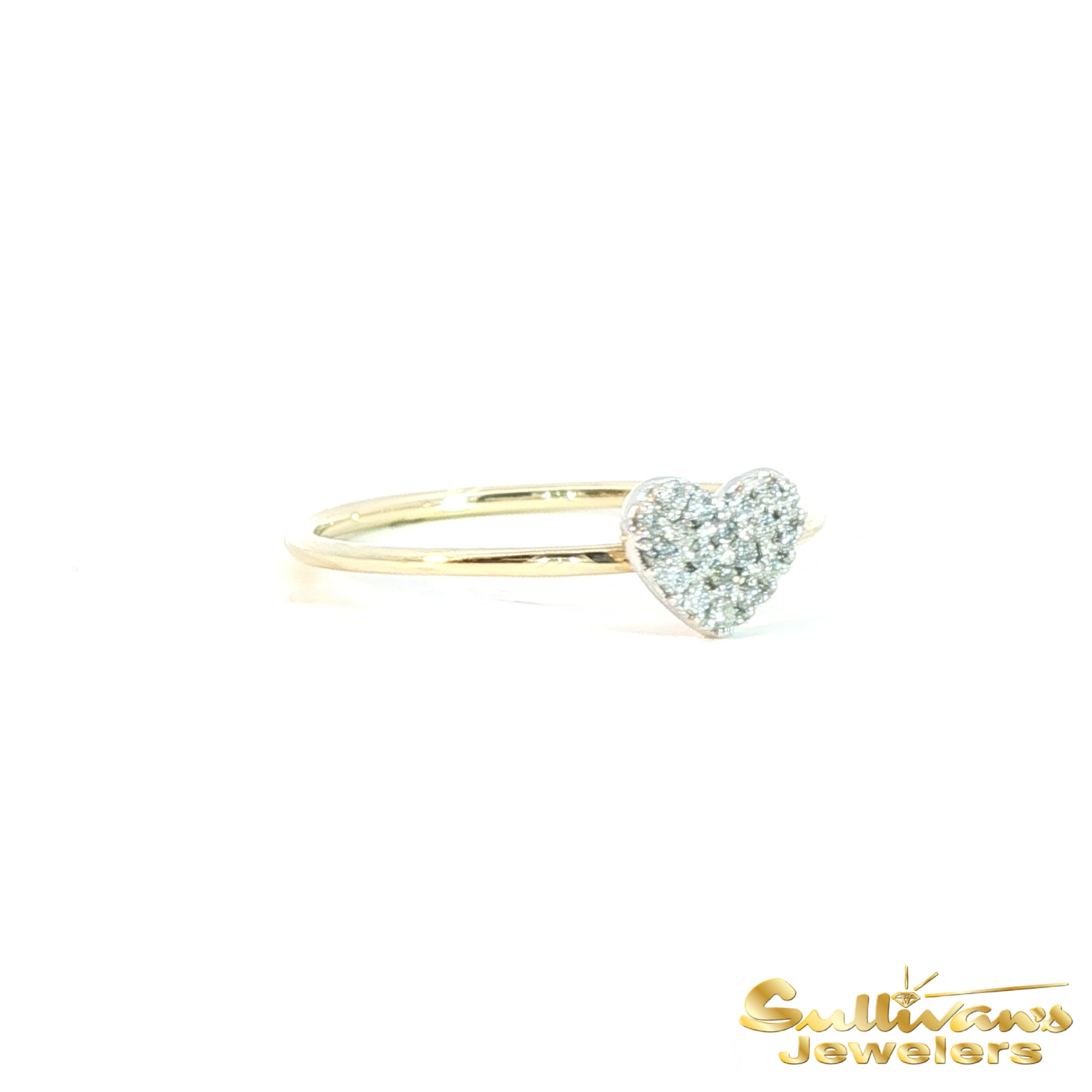 14K Two Tone Diamond Heart Stackable Ring
