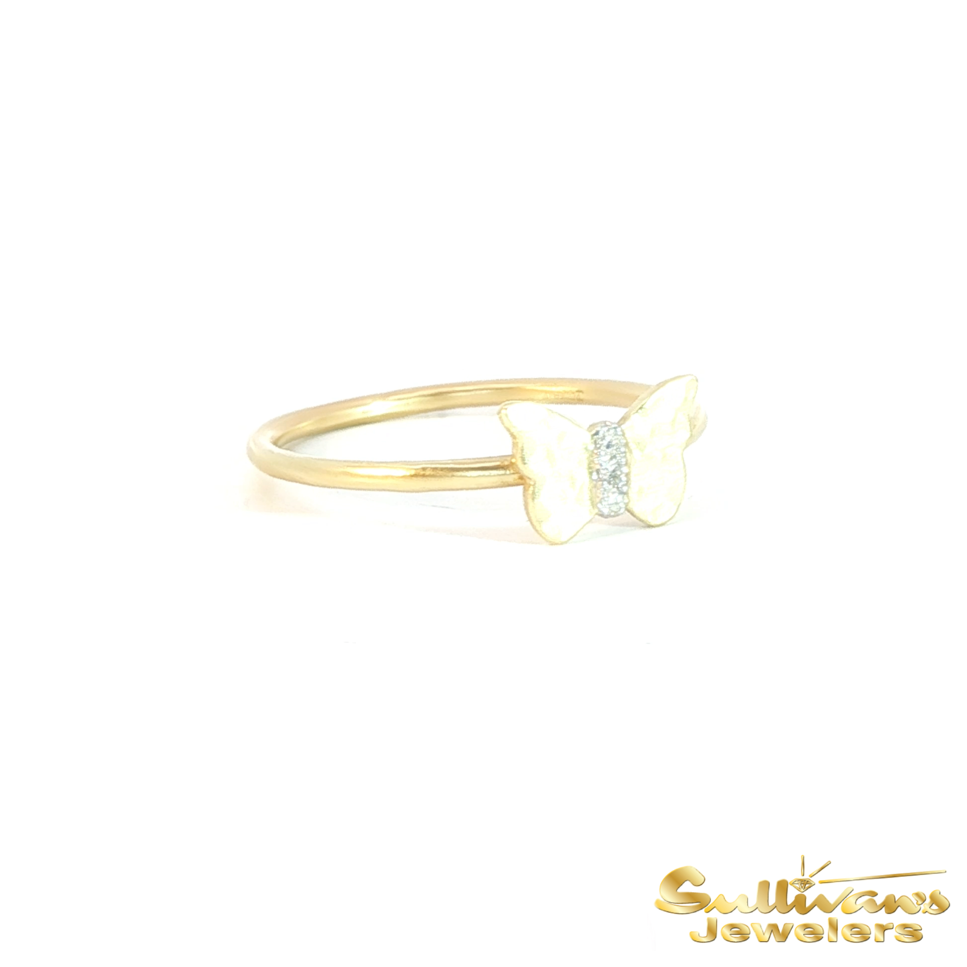 14K Yellow Gold Butterfly Stackable Ring