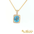 Load image into Gallery viewer, 14K Yellow Gold Diamond Blue Topaz Checkered Pendant
