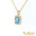 Load image into Gallery viewer, 14K Yellow Gold Diamond Blue Topaz Checkered Pendant

