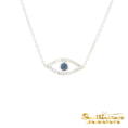 Load image into Gallery viewer, 14K White Gold Blue Sapphire Evil Eye

