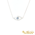 Load image into Gallery viewer, 14K White Gold Blue Sapphire Evil Eye
