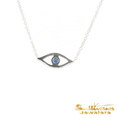 Load image into Gallery viewer, 14K White Gold Blue Sapphire Evil Eye
