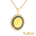 Load image into Gallery viewer, 14K Yellow Gold Onyx Panda Coin Pendant
