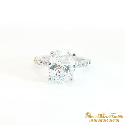 Platinum Oval Lab-Grown Diamond Engagement Ring
