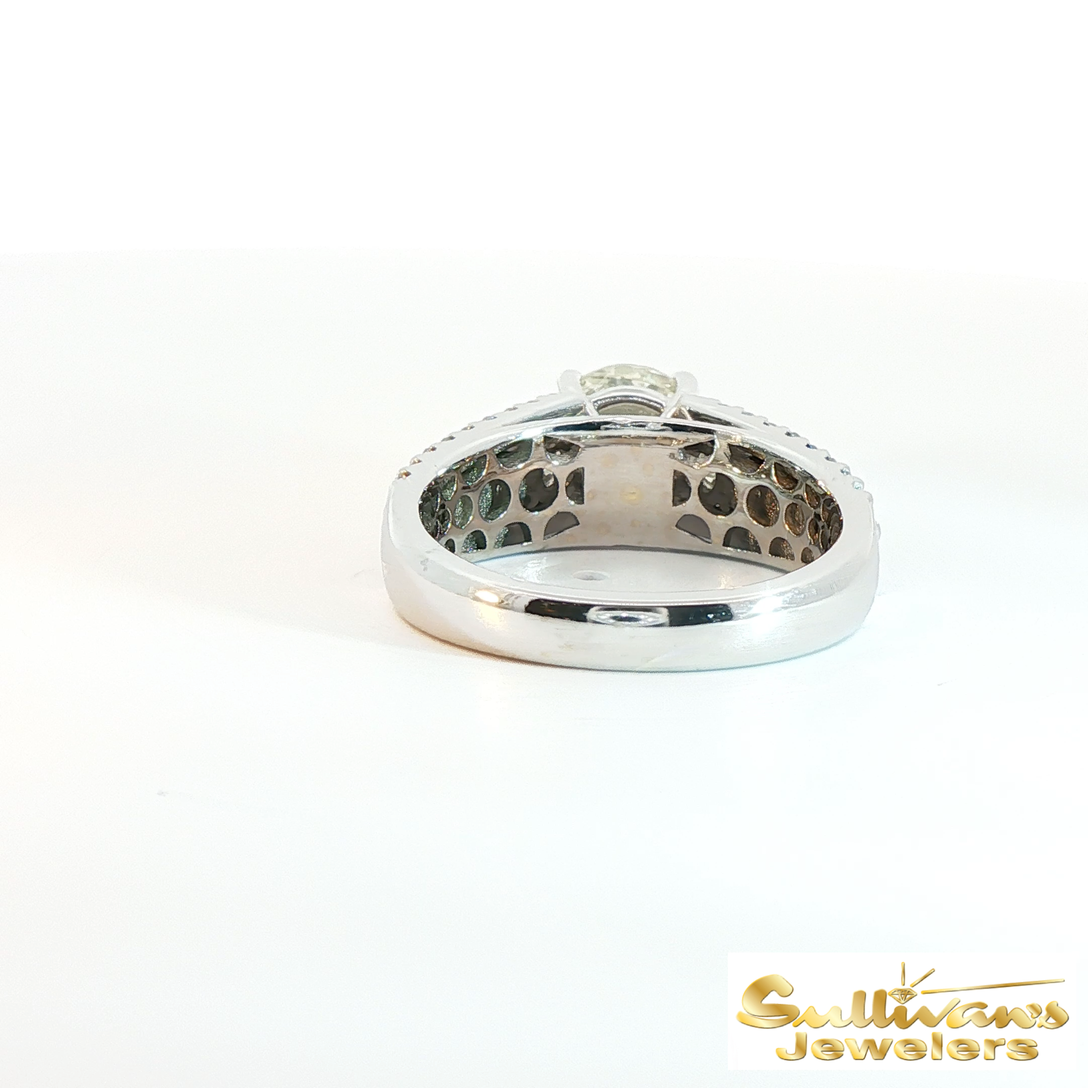 14K White Gold Cathedral Natural Diamond Ring