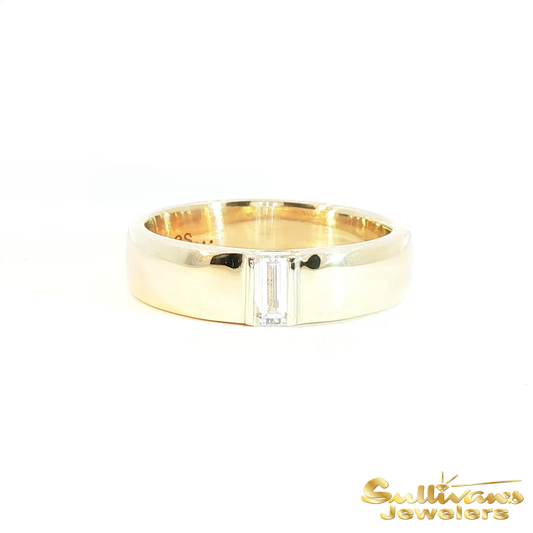 14K Yellow Gold European Baguette Band