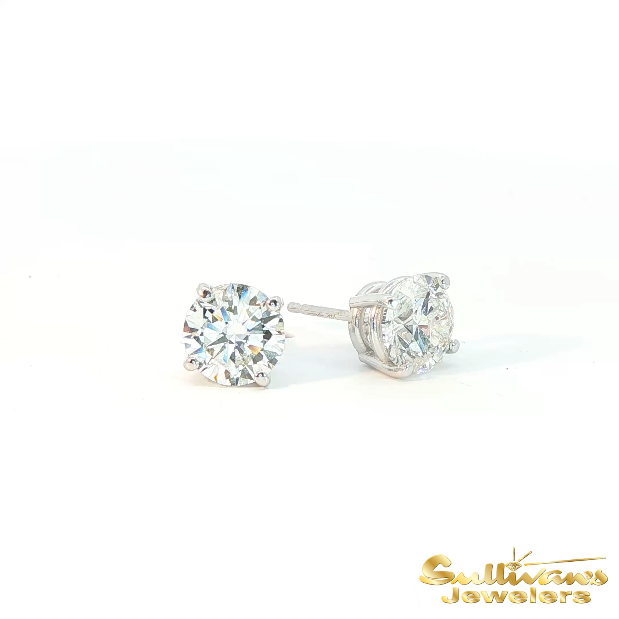 14K White Gold 1.44CTW Natural Diamond Stud Earrings