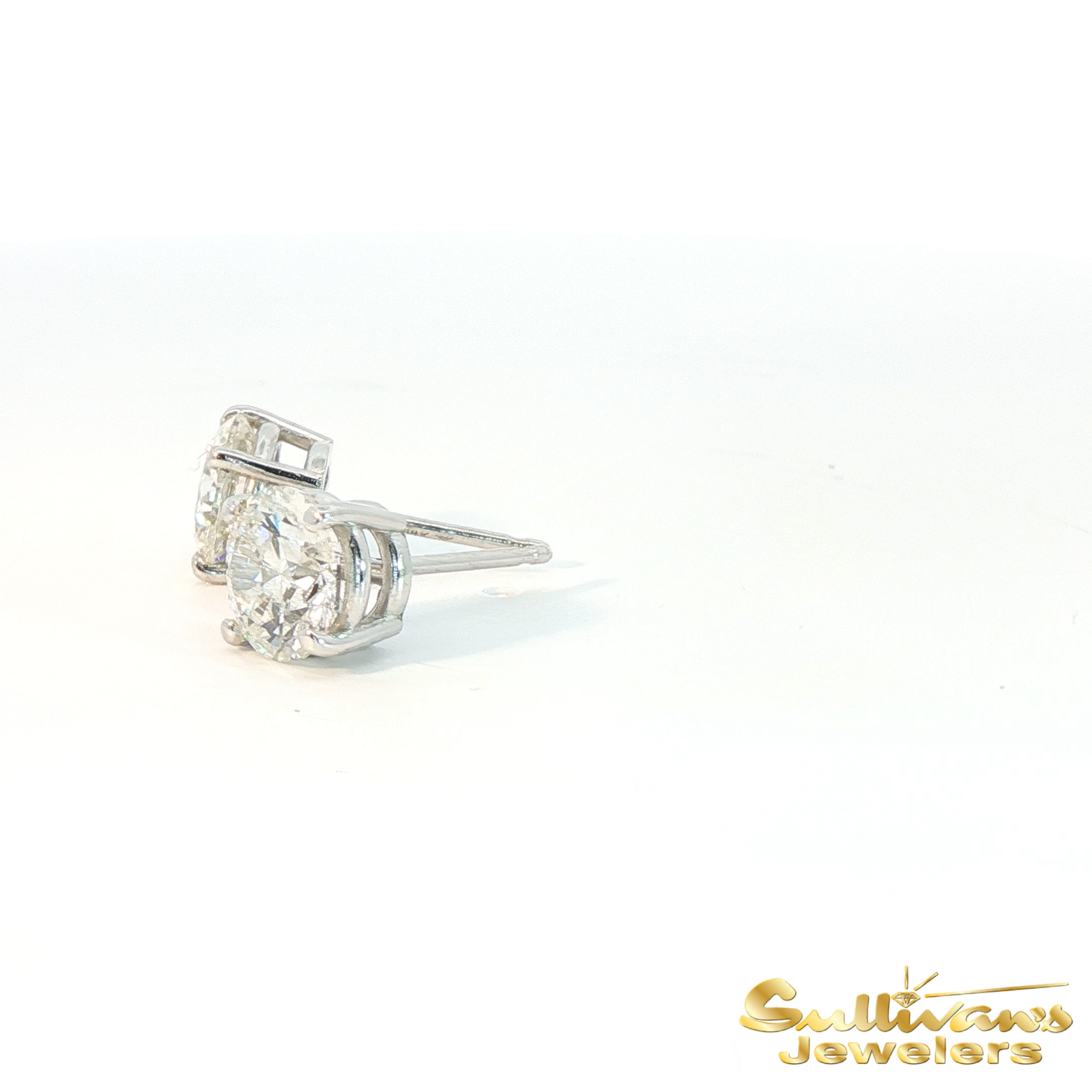 14K White Gold 1.44CTW Natural Diamond Stud Earrings