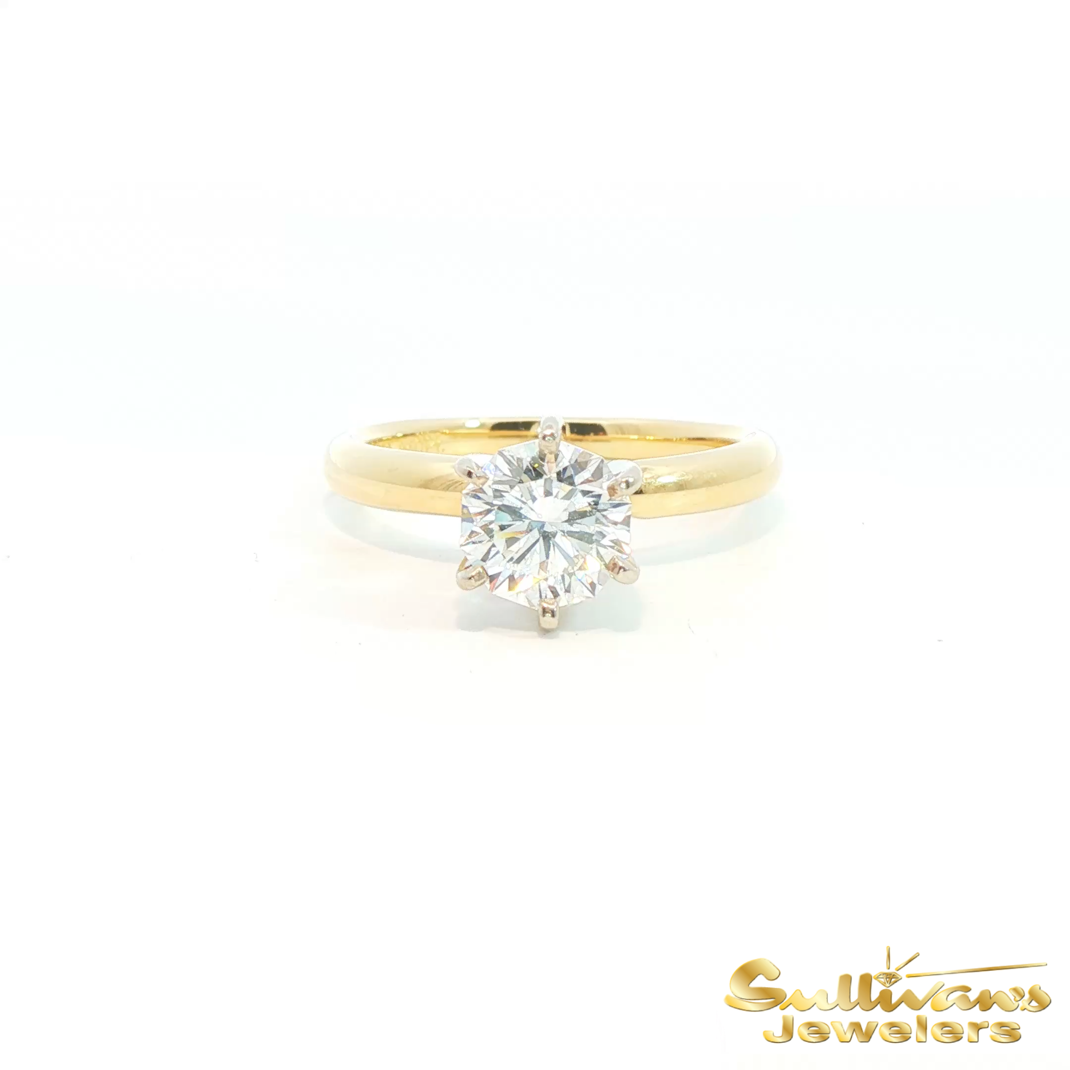14K Yellow Gold Decagon Solitaire Engagement Ring