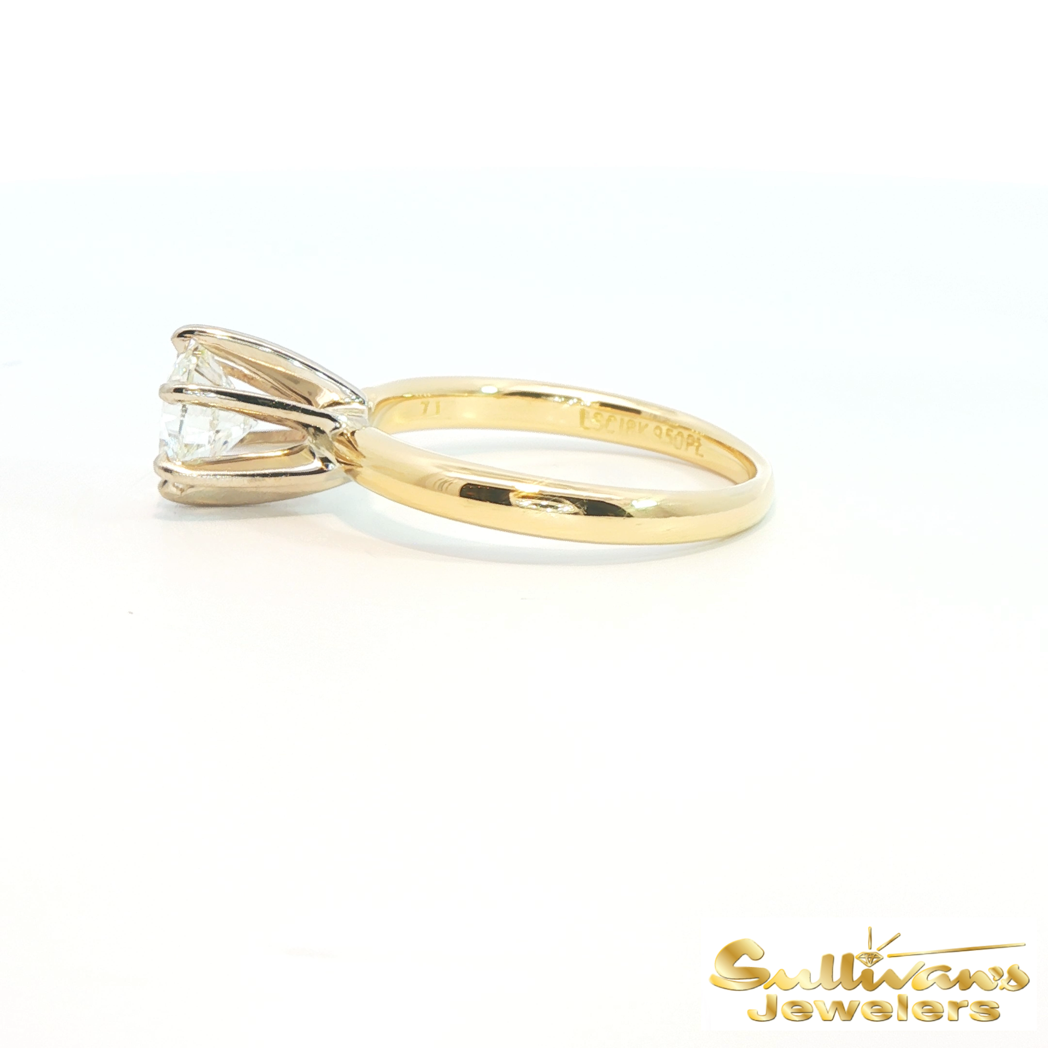 14K Yellow Gold Decagon Solitaire Engagement Ring