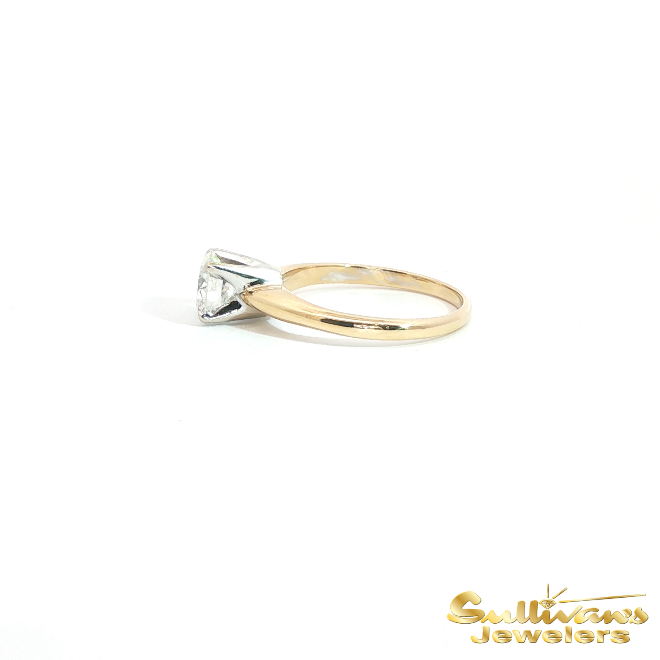 14K Yellow Gold Round Brilliant Diamond Solitaire Ring