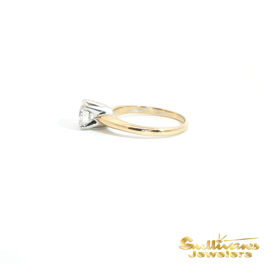 14K Yellow Gold Round Brilliant Diamond Solitaire Ring