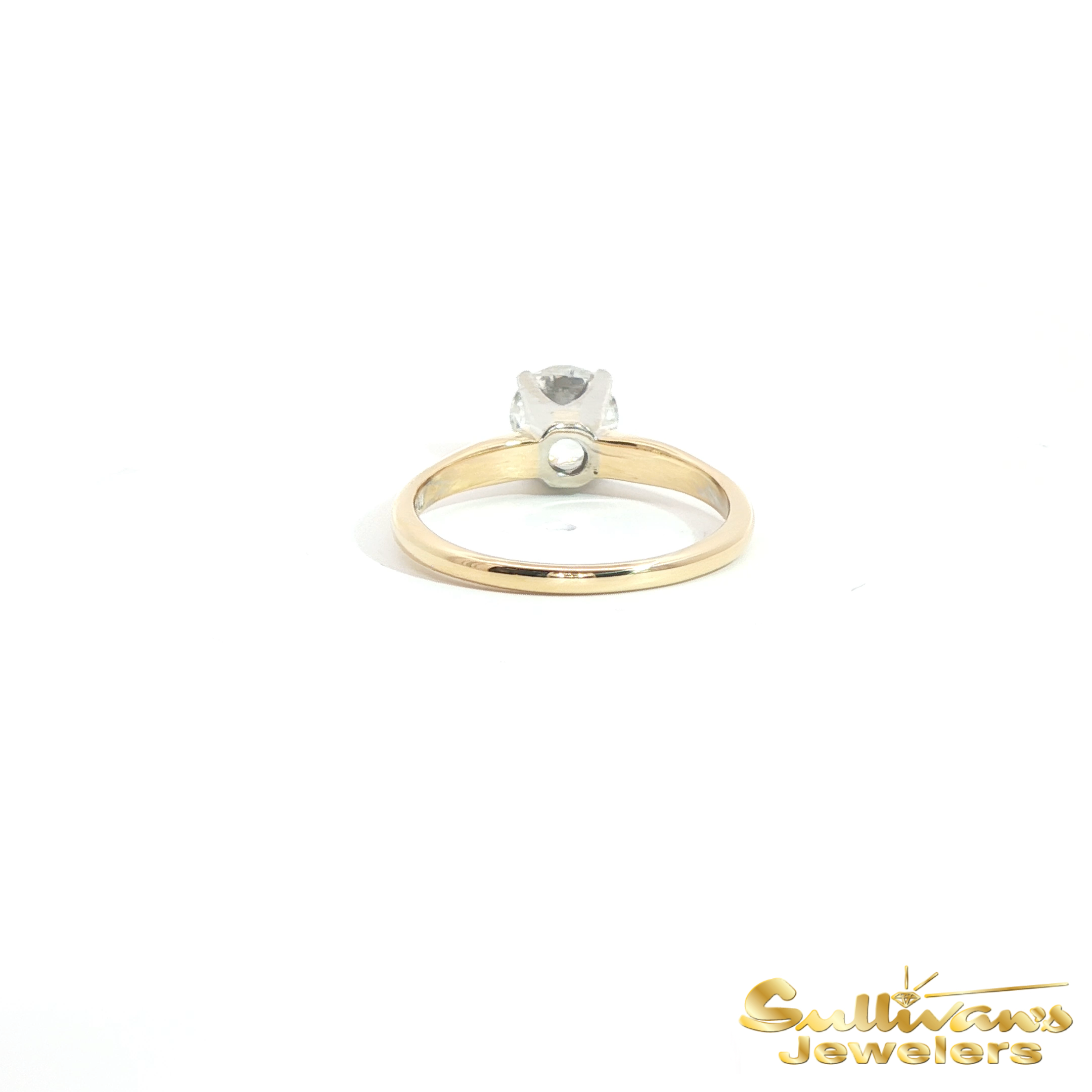 14K Yellow Gold Round Brilliant Diamond Solitaire Ring