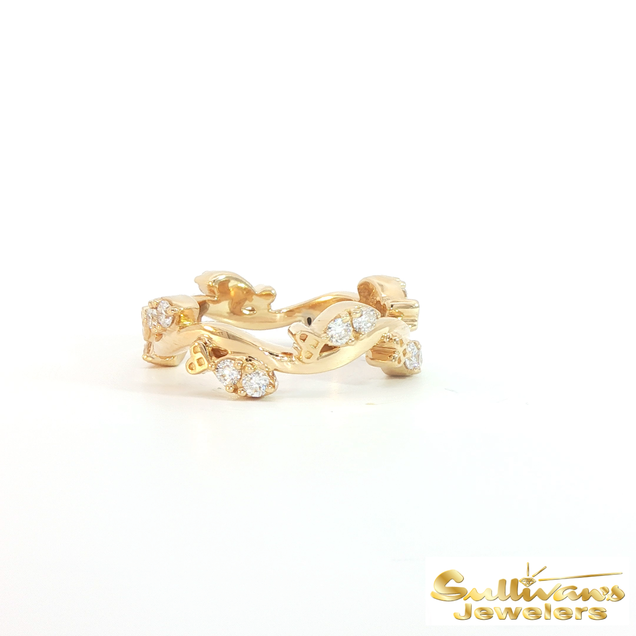 14K Yellow Gold Diamond "Swimming Upstream" Fish Ring