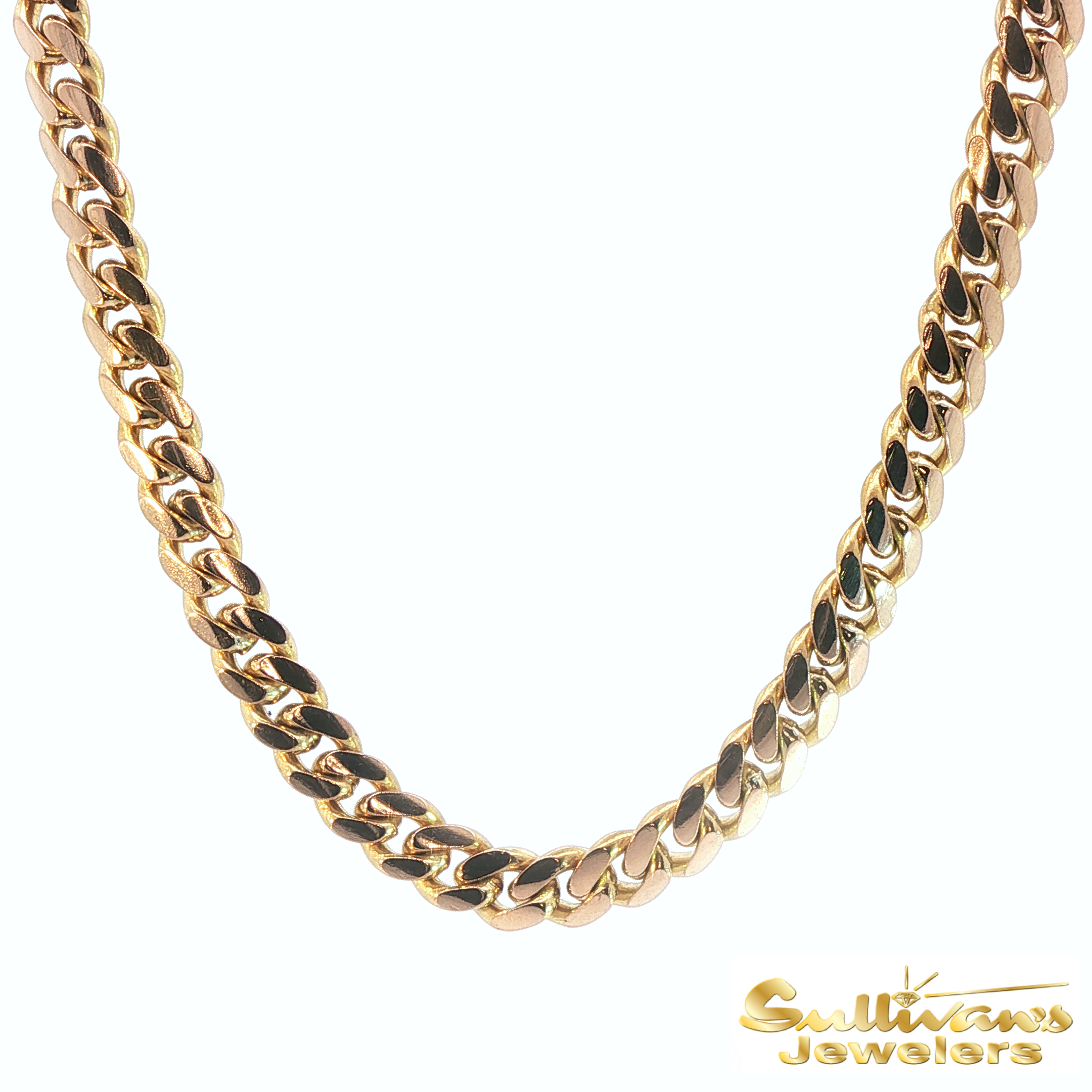 14K Yellow Gold Cuban Link Chain Necklace