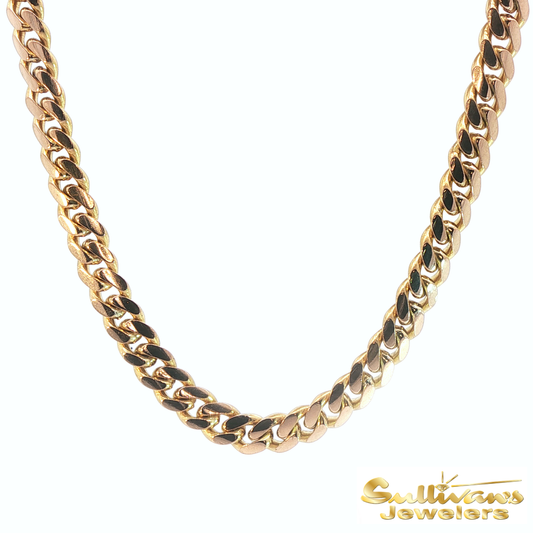14K Yellow Gold Cuban Link Chain Necklace