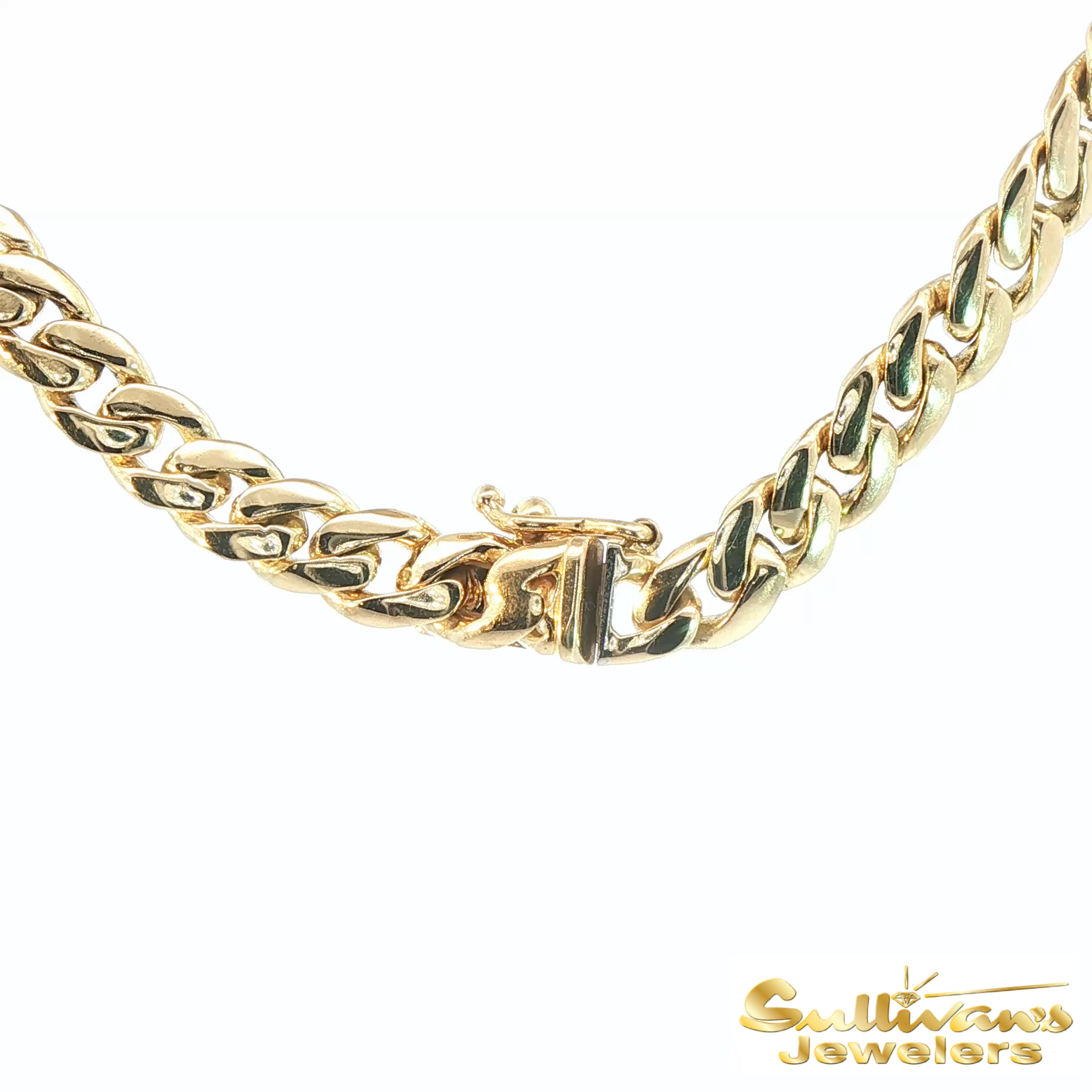 18K Two Tone Diamond-Accented Gold Cuban Chain