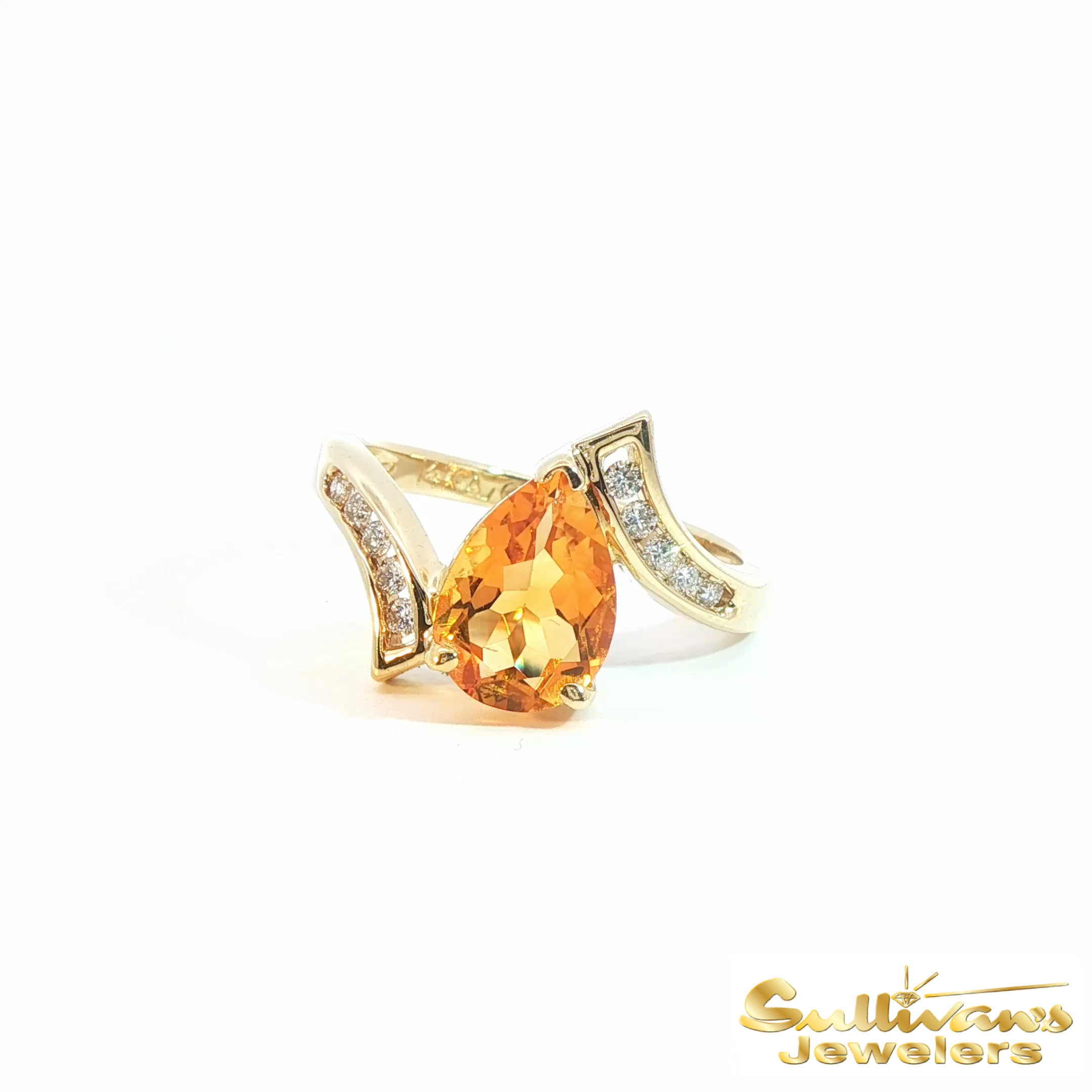 14K Yellow Gold Pear Citrine Ring