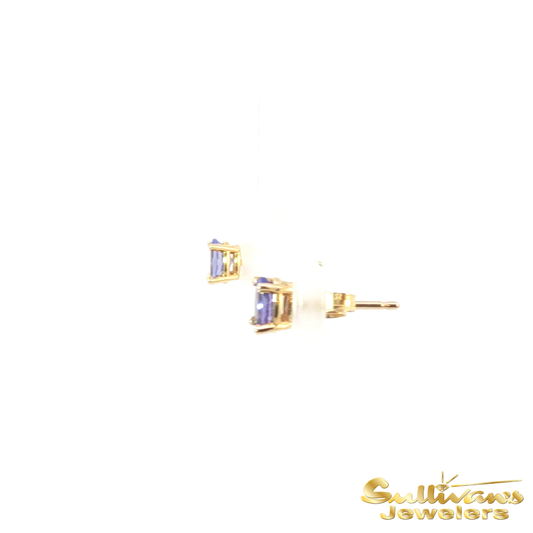 14K Yellow Gold Tanzanite Stud Earrings
