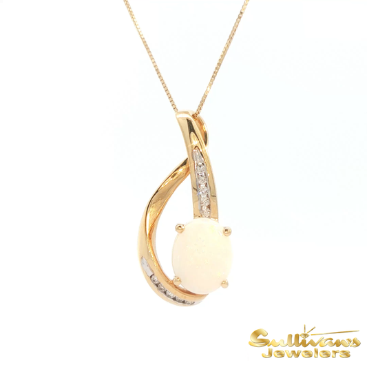 14K Yellow Gold Opal Swirl Necklace