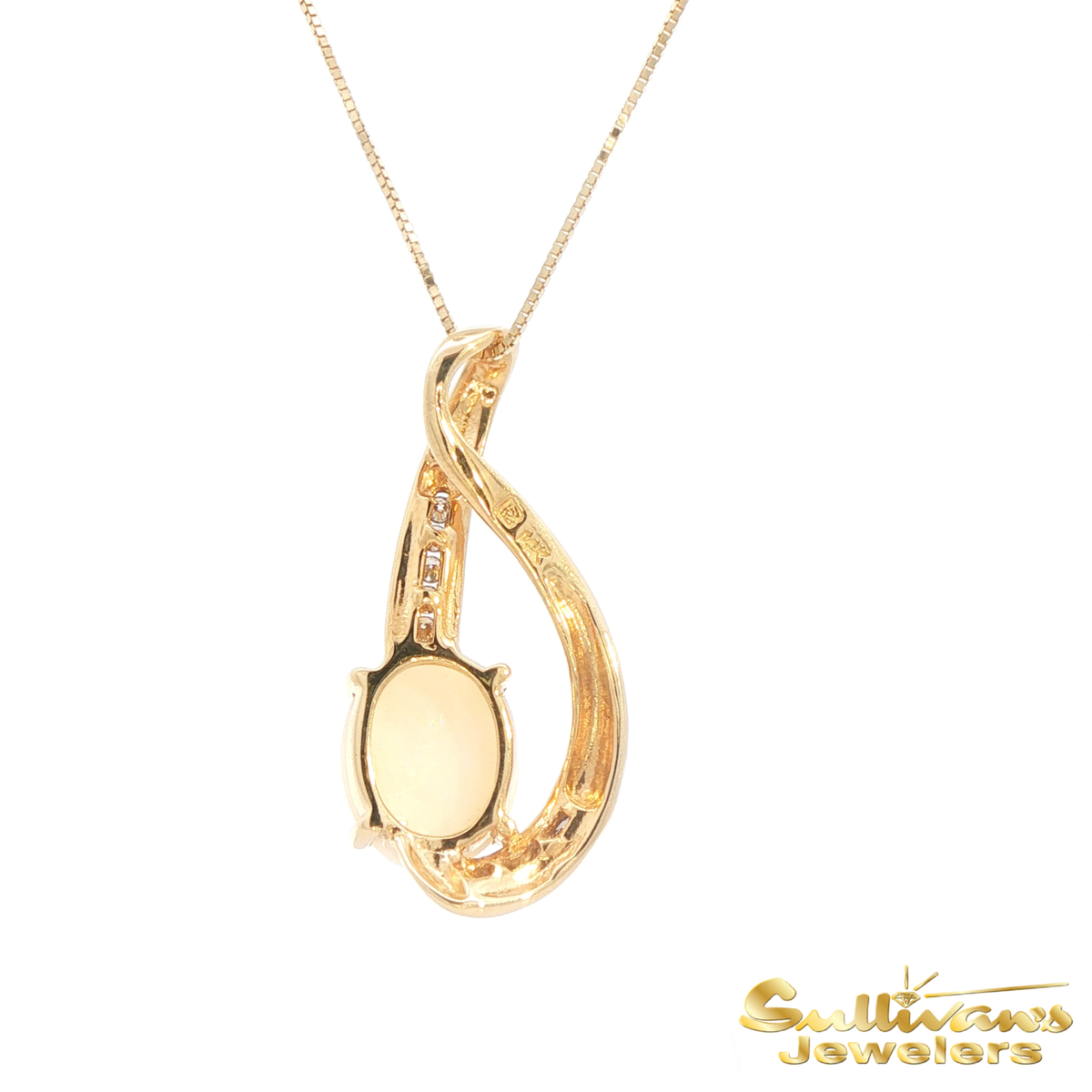14K Yellow Gold Opal Swirl Necklace