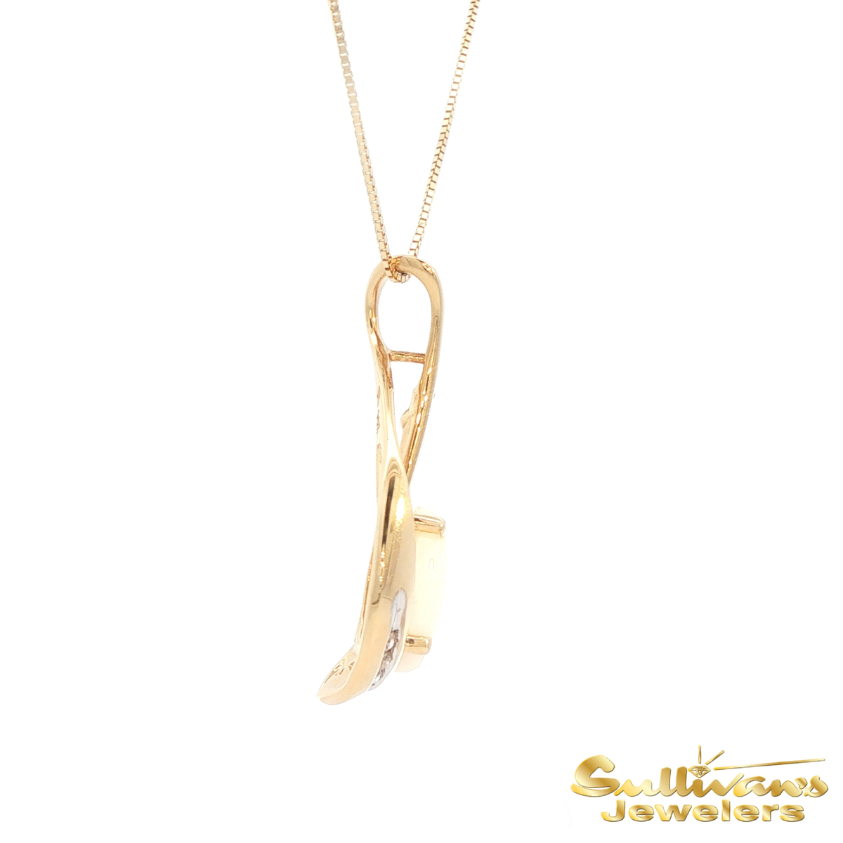 14K Yellow Gold Opal Swirl Necklace