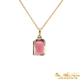 Load image into Gallery viewer, 14K Yellow Gold Channel Pink Tourmaline and Diamond Pendant
