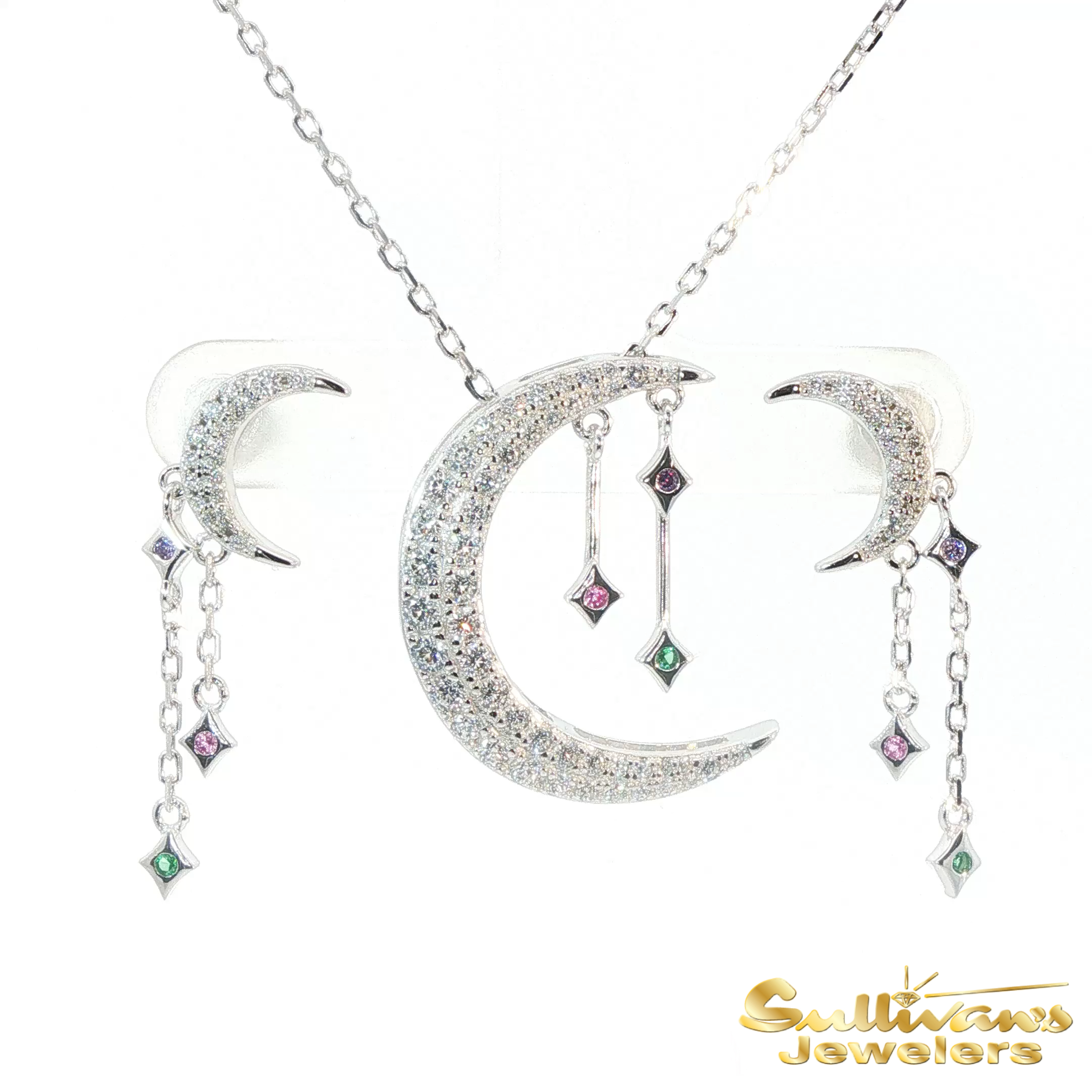 Sterling Silver Moon Necklace & Earrings- Women of the Space Coast