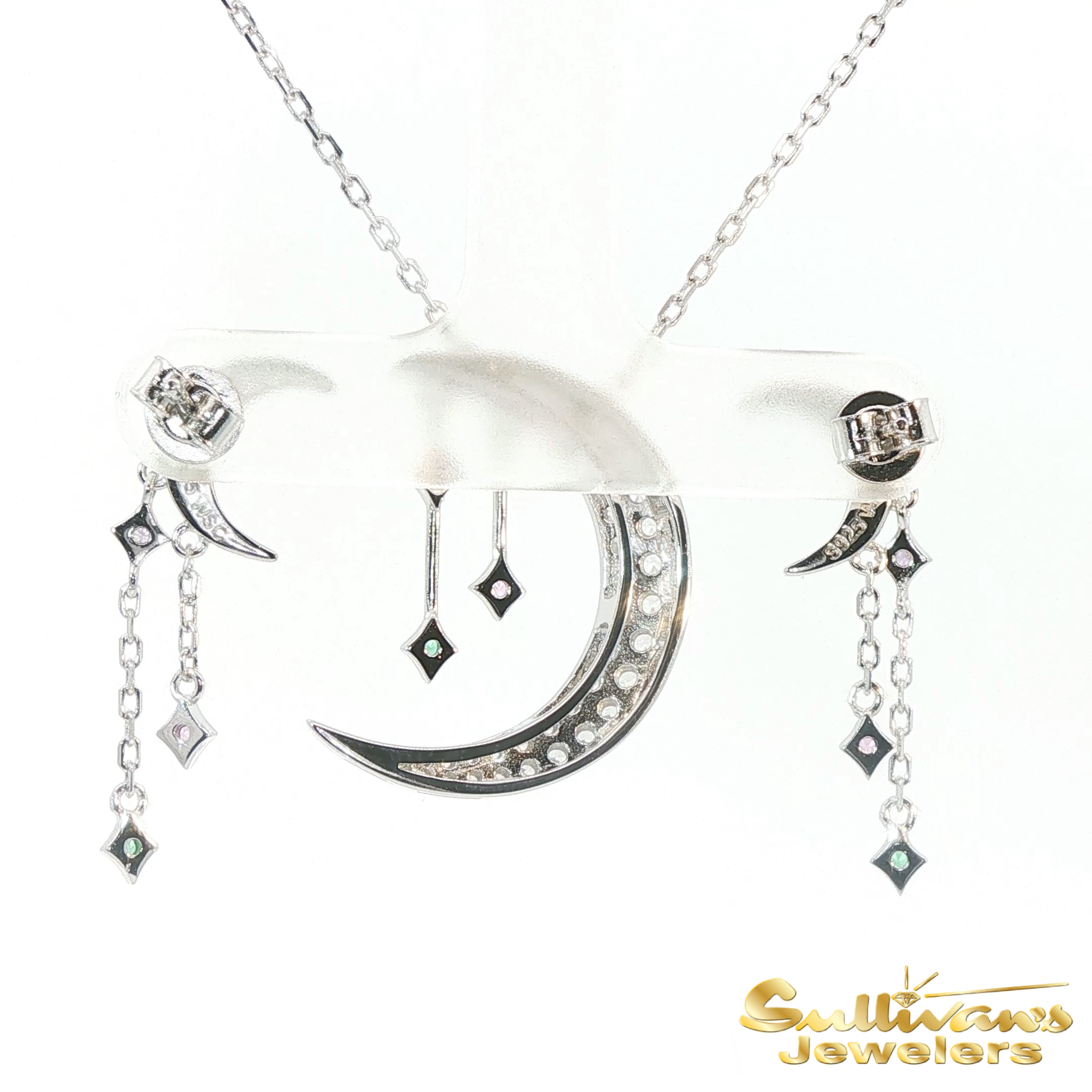 Sterling Silver Moon Necklace & Earrings- Women of the Space Coast