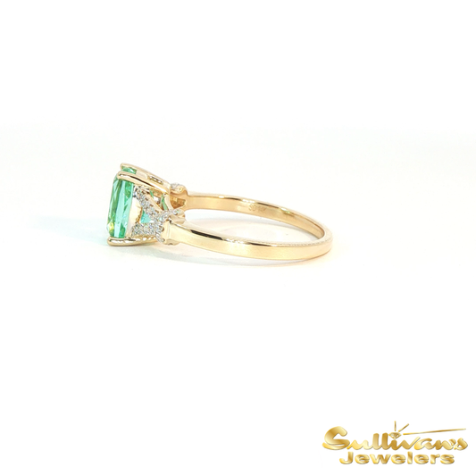 14K Yellow Gold Split Green Tourmaline Ring
