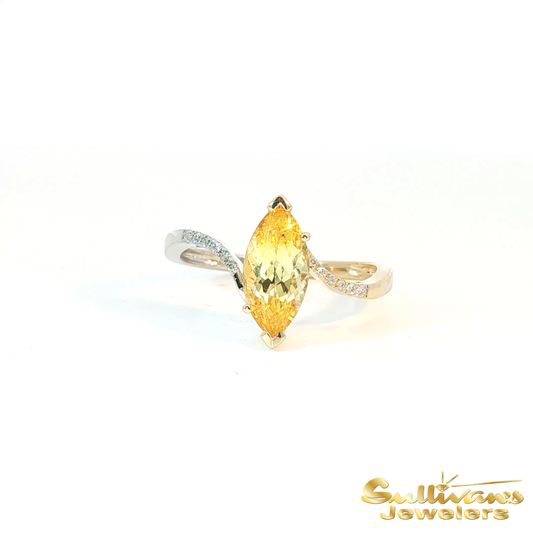 14K Two-Tone Bypass Danburite Ring