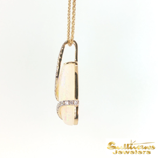 14K Yellow Gold Wrap Opal Pendant
