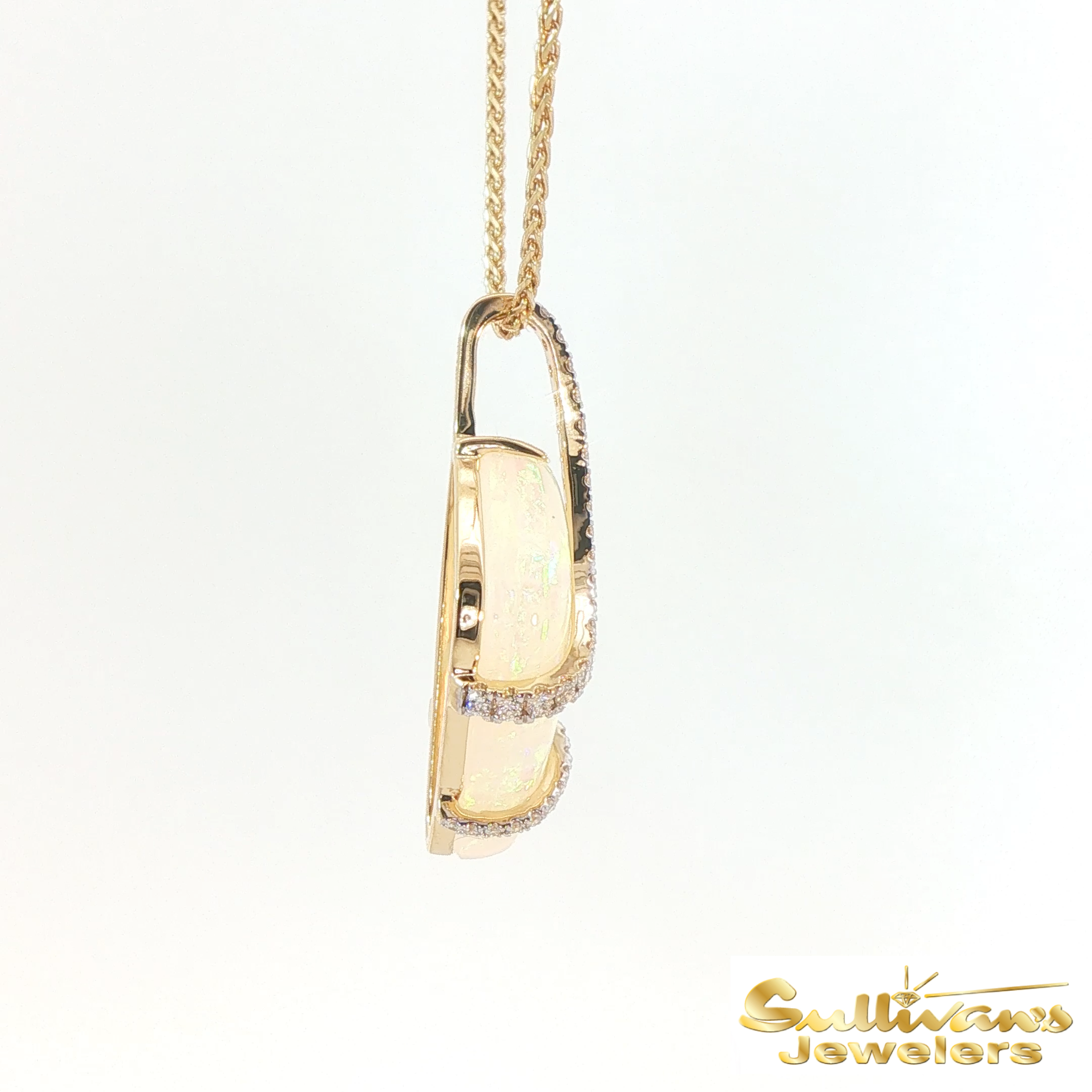 14K Yellow Gold Wrap Opal Pendant