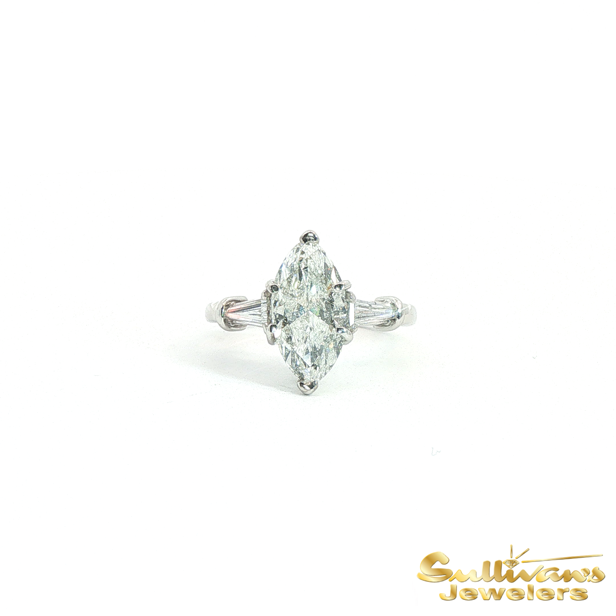 Platinum 3 Stone Diamond Marquise Ring