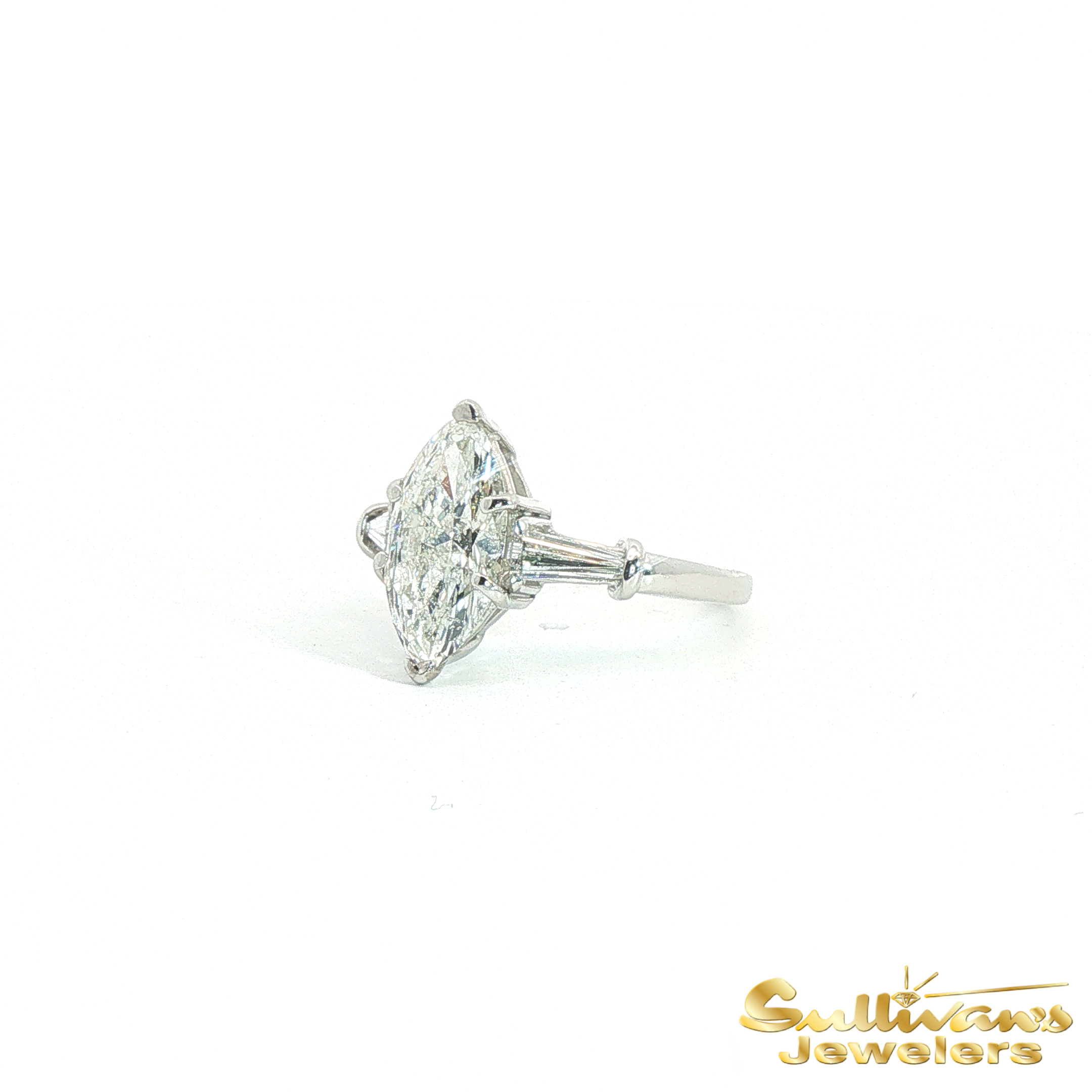 Platinum 3 Stone Diamond Marquise Ring