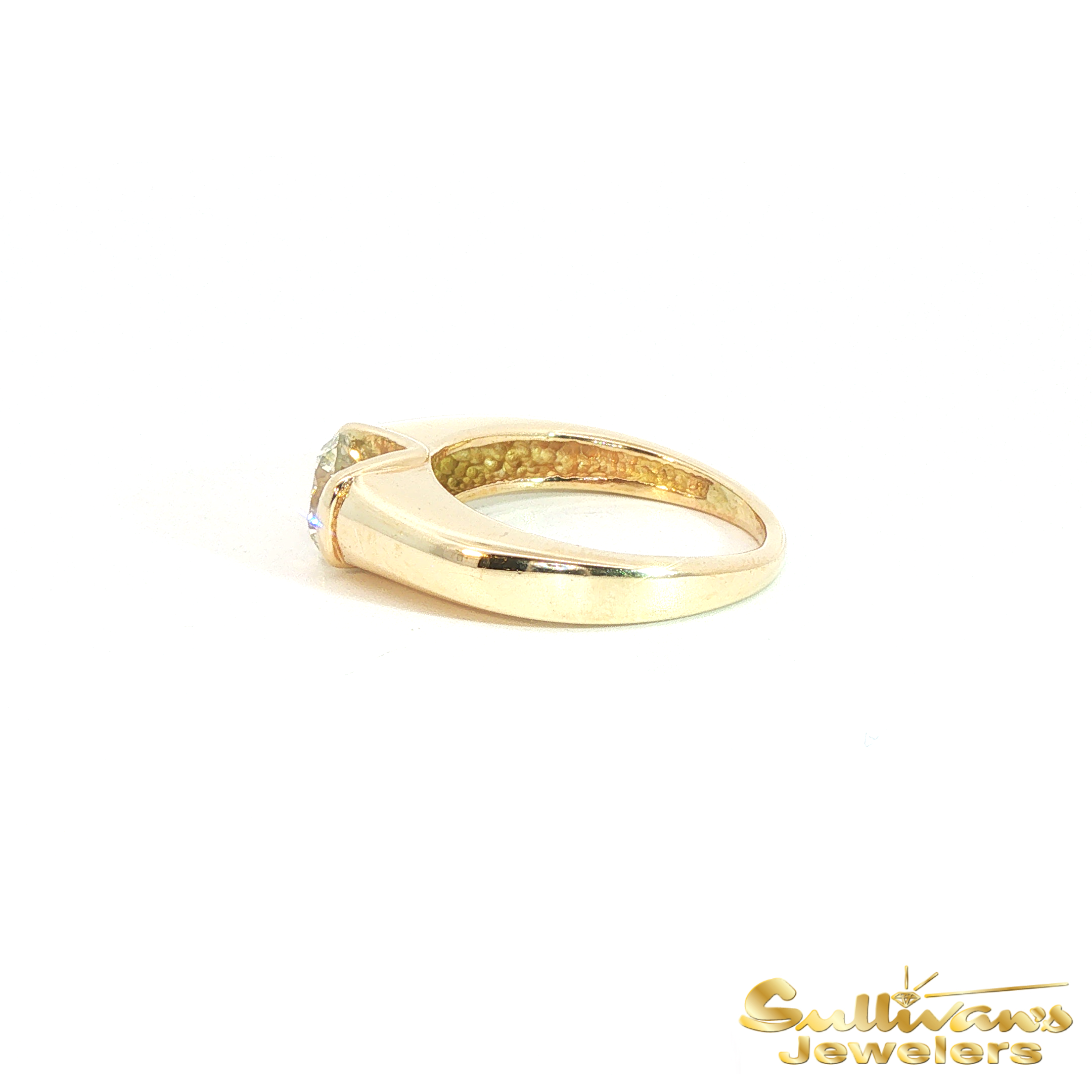 14K Yellow Gold Solitaire Channel Set Diamond Ring