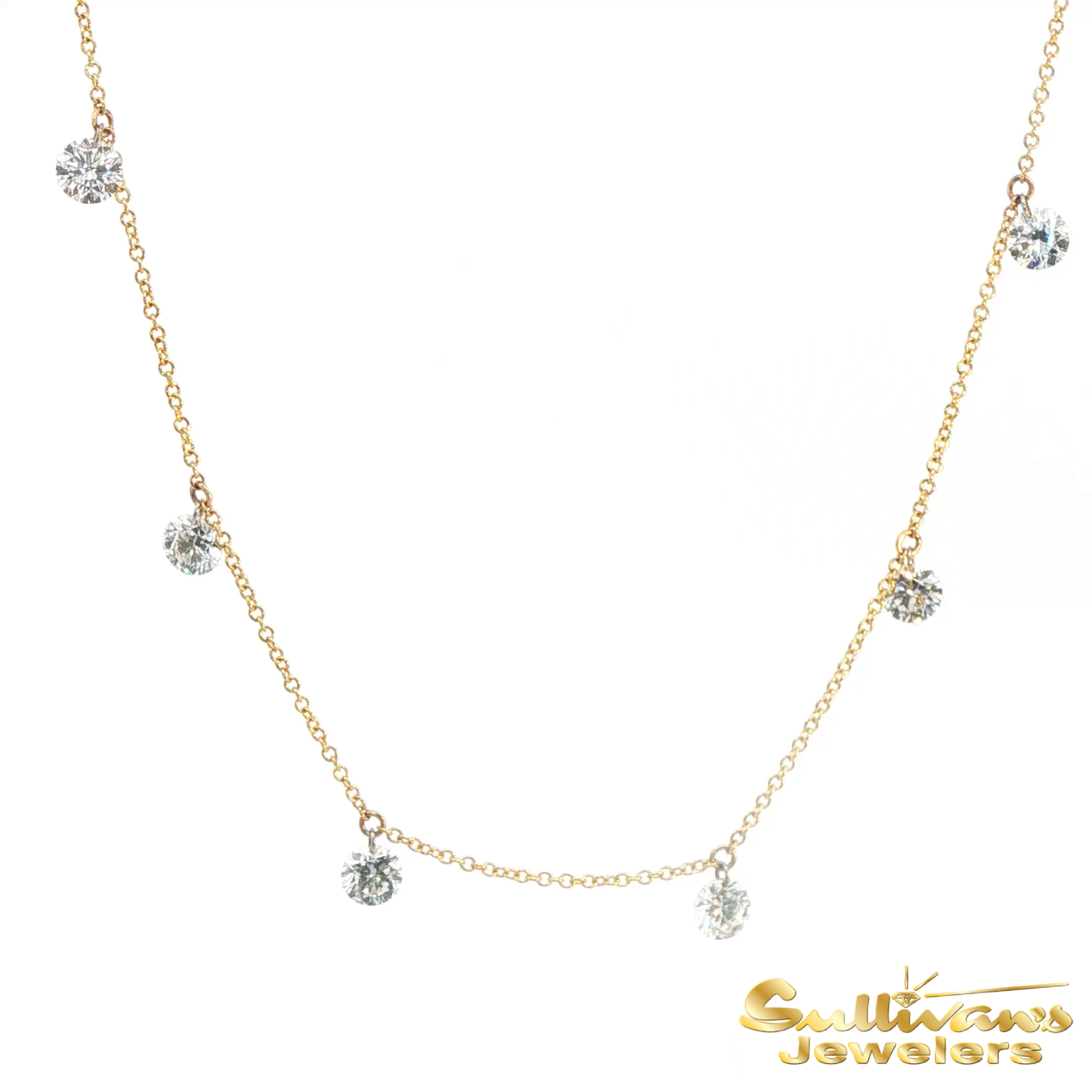 14K Yellow Gold Fringe Diamond Necklace