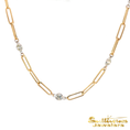 Load image into Gallery viewer, 14K Two Tone Long Link Diamond Necklace
